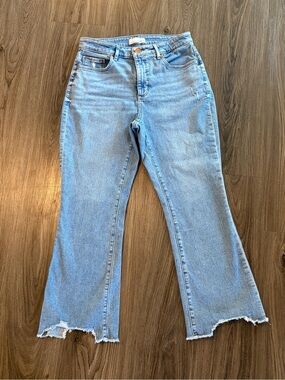 Loft Curvy High Waist Flare Crop Denim Jeans